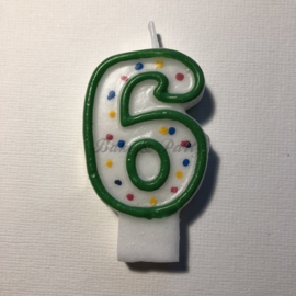 Kaarsje Wilton - Numeral Candle - "6" Green