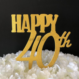Taart Topper Carton "Happy 40th"