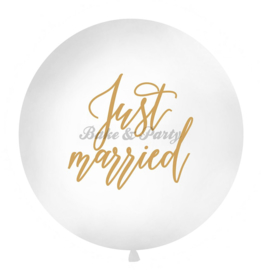 Reuzen Ballon "Just Married" Wit/Goud