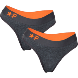 Funderwear Dames String 2-Pack Zwart Zwart Melange