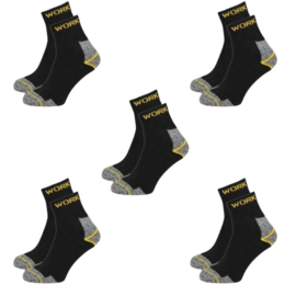 Work sneaker sokken korte werksokken 5-pack Zwart