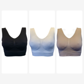 Sweet Angel comfort beha 3-pack | Zwart, wit & beige