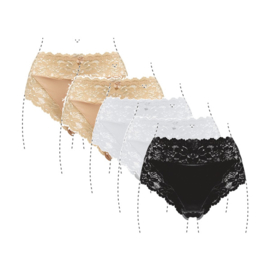 J&C Underwear Dames Slip 805 5-Pack Beige, Wit, Zwart