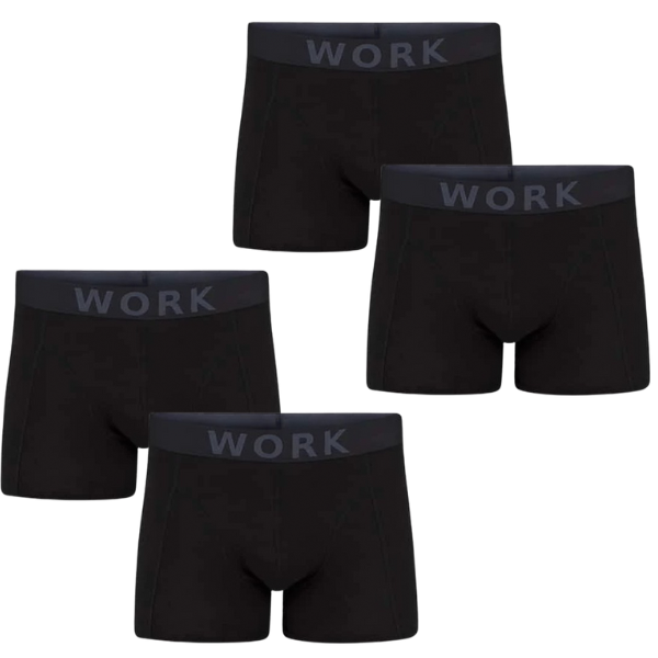 Work Heren Boxershorts Zwart 4-pack