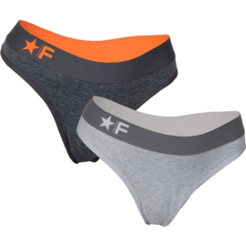 Funderwear Dames String 2-Pack Grijs Zwart Melange