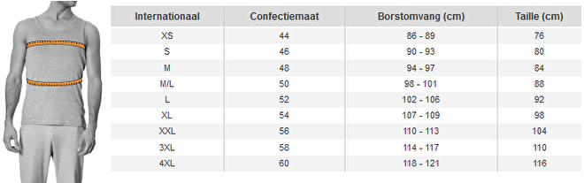 Maattabel Heren