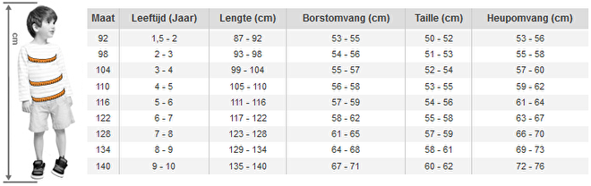 Omkleden Oorlogszuchtig Geval Maattabellen | PePa Ondermode