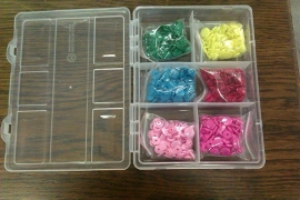 Kindersnaps kleine doos 6 kleuren 120 drukknoopjes (excl. tang)