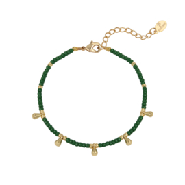 Armband- Drops 'groen en goud'