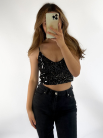 Sequin top- Maeve 'zwart'