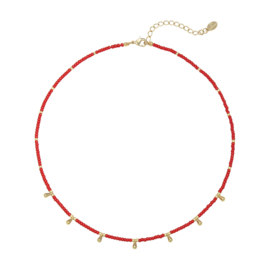 Ketting- Drops 'rood en goud'