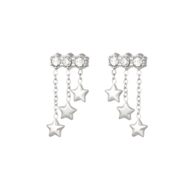 Oorbellen- Chained Star 'zilver'