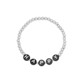 Armband- Beaded Happy 'zilver'
