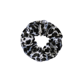 Scrunchie- Velvet 'Sweet leopard' blauw