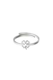 Ring- Open Clover 'zilver' verstelbaar