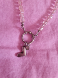 Ketting- Pink Christmas 'zilver'