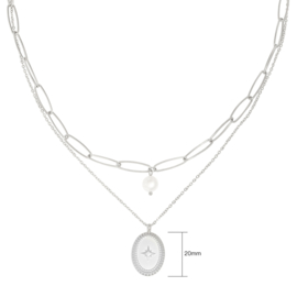 Ketting- Pretty in Pearl 'zilver'