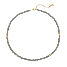 Ketting- Beads 'grijs en goud'