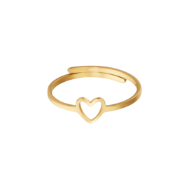 Ring- Open Heart 'goud' verstelbaar