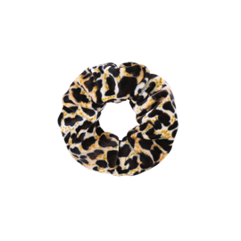 Scrunchie- Velvet 'Sweet leopard' bruin