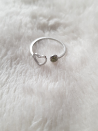 Ring- Birthstone 'zilver' verstelbaar- maand augustus