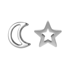 Oorbellen- Moon and Star 'zilver'
