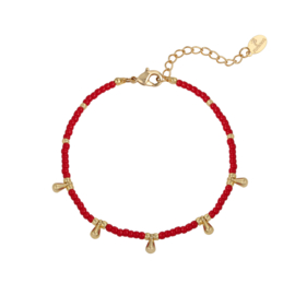 Armband- Drops 'rood en goud'