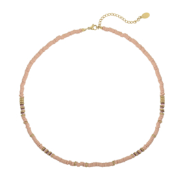 Ketting- Beads 'roze en goud'