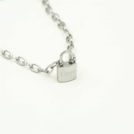 Ketting- Love lock 'zilver'