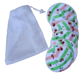 Fluffy Nature Bamboo Nusing Pads Cherry - 3 Pair with mesh bag