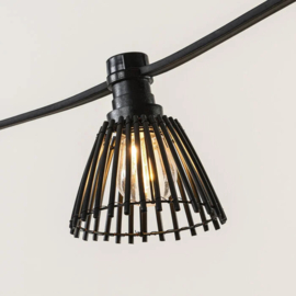 Rotan lampenkapje voor lichtsnoer - Zwart