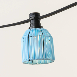 Prikkabel met lichtblauwe lampenkapjes