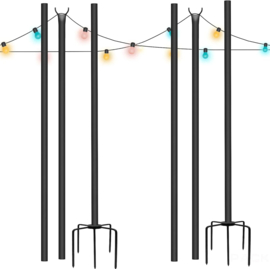 Metalen paal om lichtsnoer op te hangen 1,8 meter - set a 2 stuks