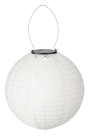 Witte solar lampion gaatjes motief - 25 cm