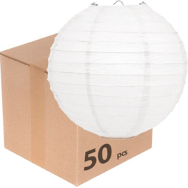 Lampion wit rijstpapier 35 cm - 50 stuks