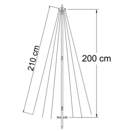 Vlaggenmast kerstboom 2 meter - 192 led lampjes