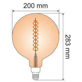 Filament xxl led lamp spiraal rond glas 8,5 Watt - dimbaar