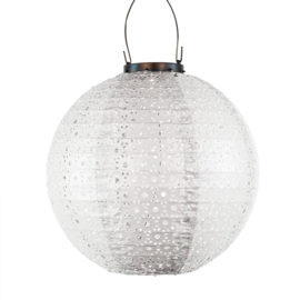 Witte solar lampion met gaatjes - 28 cm