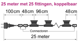 Prikkabel koppelbaar 25 meter 25 led lampen