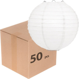 Lampion wit rijstpapier 20 cm - 50 stuks