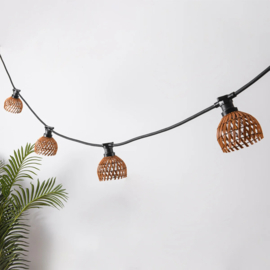 Rotan lampenkapje voor lichtsnoer - donkere houtkleur