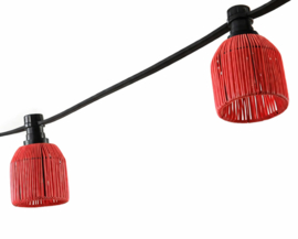 Prikkabel met rode lampenkapjes