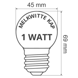 Led lamp melk witte kap extra warm 2000K - 1 Watt