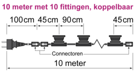 Prikkabel koppelbaar 10 meter 10 led lampen