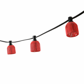 Prikkabel met rode lampenkapjes