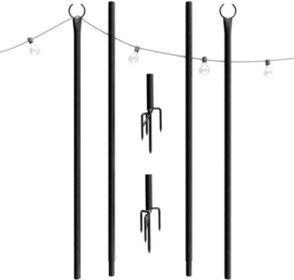 Metalen paal om lichtsnoer op te hangen 1,8 meter - set a 2 stuks