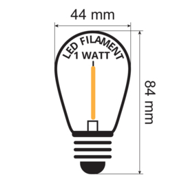 Led lamp filament transparant warm 2200K - 1 Watt oude variant