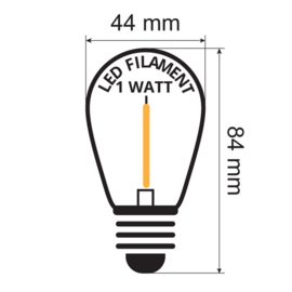 Led lamp filament transparant warm wit 2200K - 1 Watt