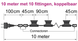 Witte prikkabel koppelbaar 10 meter 10 led lampen