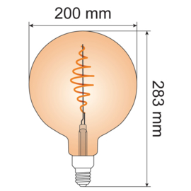 Filament xxl led lamp croissant rond glas 8,5 Watt - dimbaar